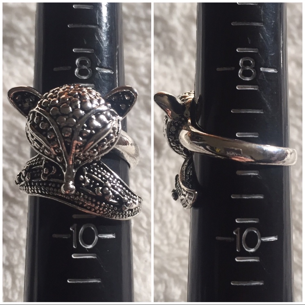 Antique Silver Plated Fox Ring Size 7.5 - Picture 5 of 6